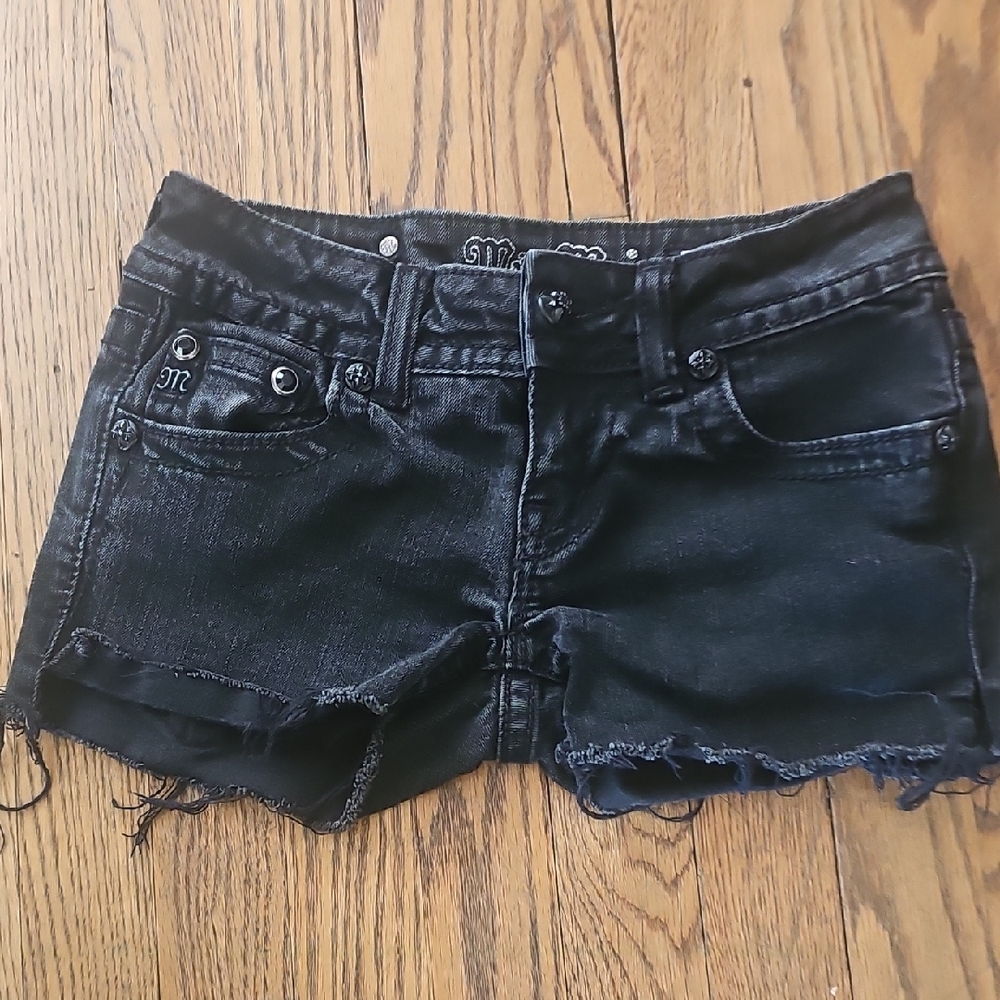 Miss Me Black Frayed Hem Denim Shorts